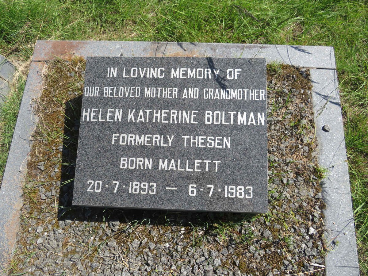 BOLTMAN Helen Katherine formerly THESEN nee MALLETT 1893-1983