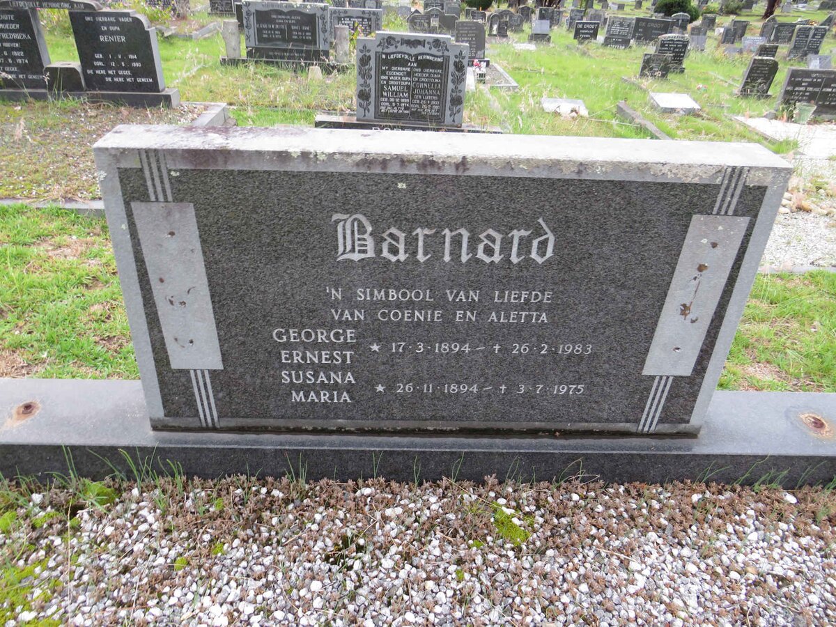 BARNARD George Ernest 1894-1983 & Susana Maria 1894-1975