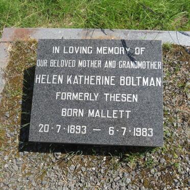 BOLTMAN Helen Katherine formerly THESEN nee MALLETT 1893-1983