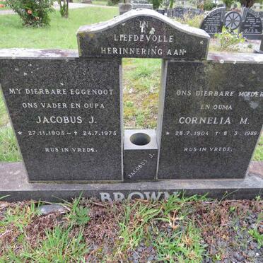 BROWN Jacobus J. 1905-1975 & Cornelia M. 1904-1988