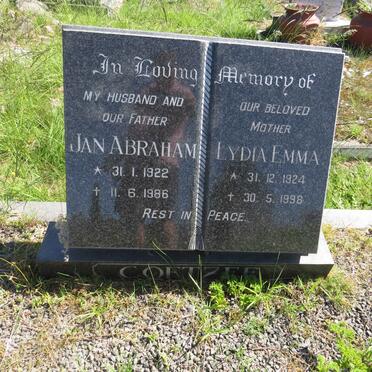 COETZEE Jan Abraham 1922-1986 &amp; Lydia Emma 1924-1998