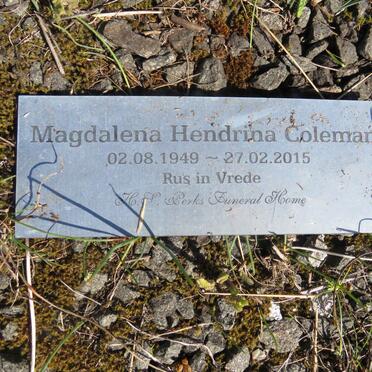 COLEMAN Magdalena Hendrina 1949-2015