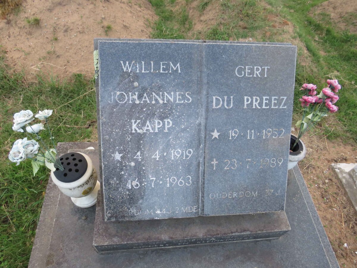 KAPP Willem Johannes 1919-1963 :: DU PREEZ Gert 1952-1989