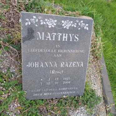 MATTHYS Johanna Razena 1925-2004