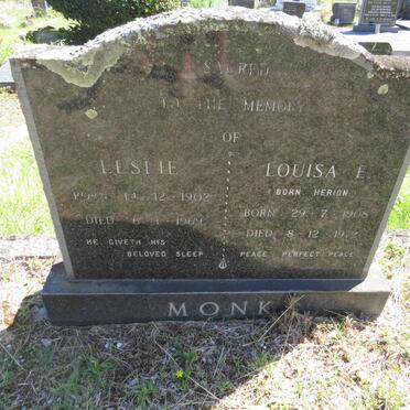 MONK Leslie 1902-1969 &amp; Louisa E. HERION 1908-1972