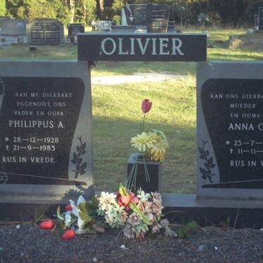 OLIVIER Philippus A. 1928-1983 &amp; Anna C. 1934-1985