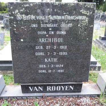 ROOYEN Archibol, van 1918-1995 & Katie 1924-1981