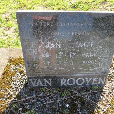 ROOYEN Jan Taite, van 1934-1989