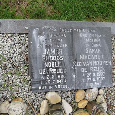 REUCK James Rhodes Noble, de 1900-1974 & Sarah Magaret VAN ROOYEN 1907-1997