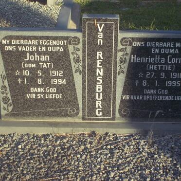 RENSBURG Johan, van 1912-1994 &amp; Henrietta Cornelia 1911-1995