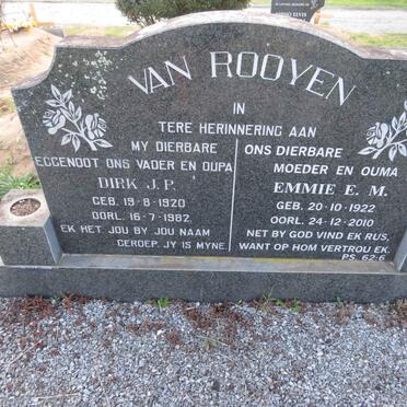 ROOYEN Dirk J.P. 1920-1982 & Emmie E.M. 1922-2010