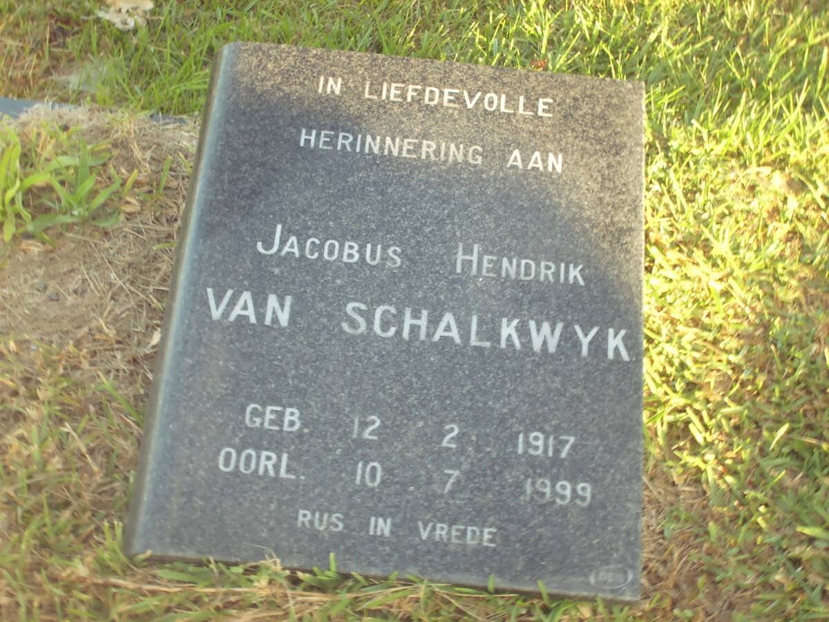 SCHALKWYK Jacobus Hendrik, van 1917-1999