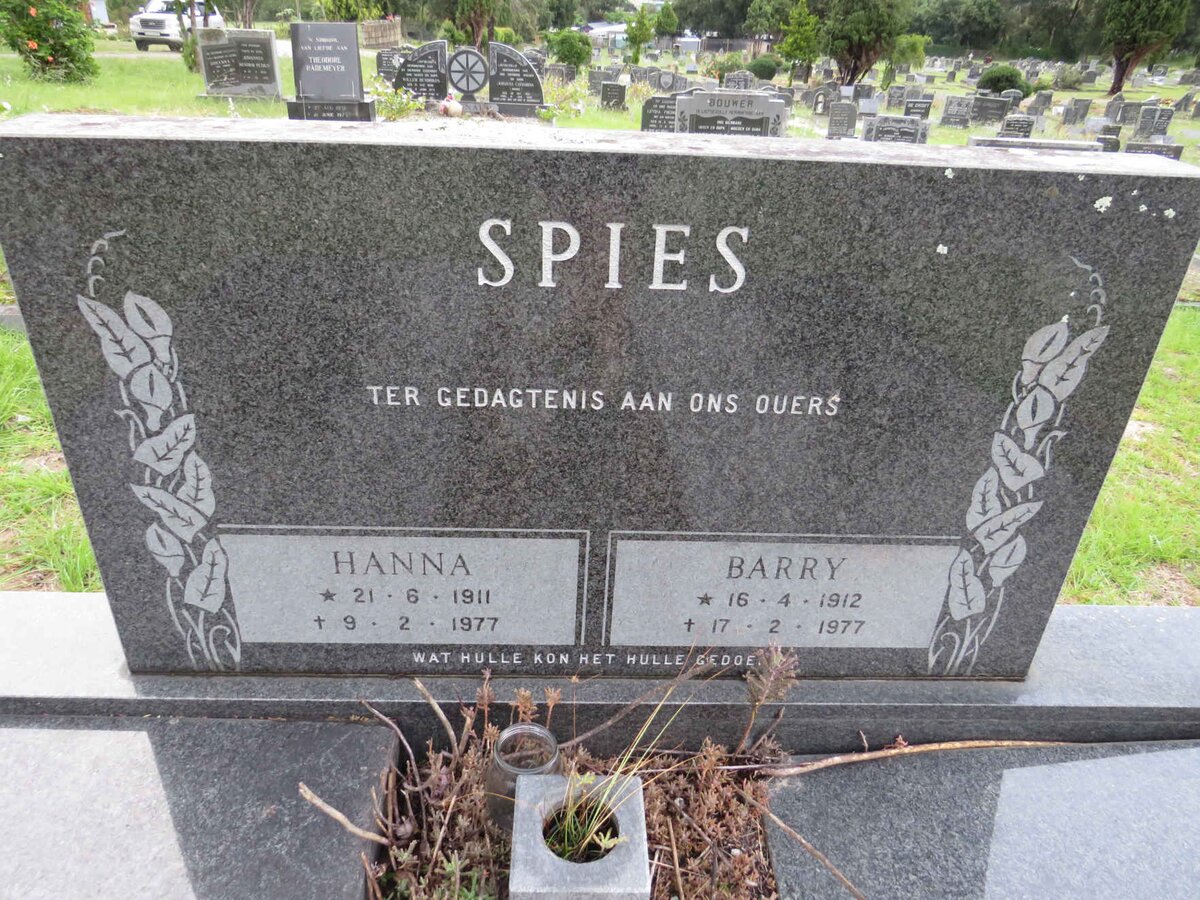 SPIES Barry 1912-1977 & Hanna 1911-1977