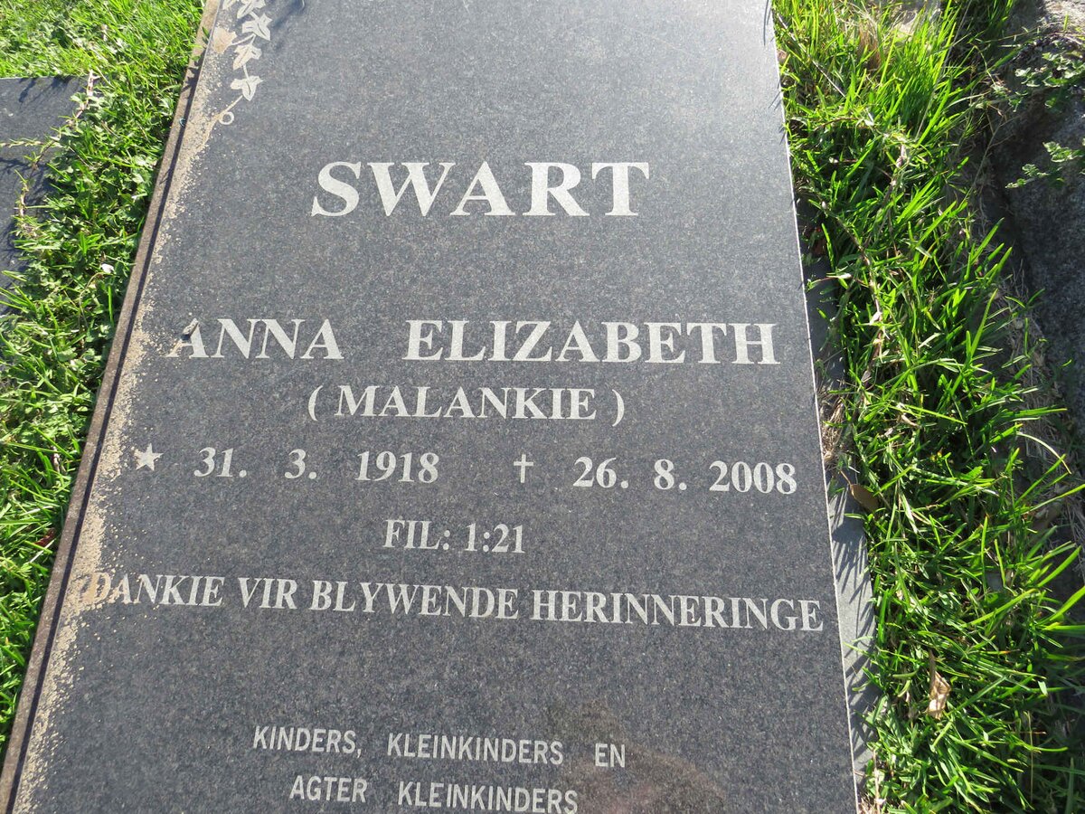 SWART Anna Elizabeth 1918-2008