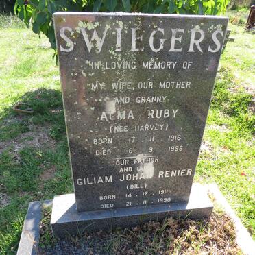 SWIEGERS Giliam Johan Renier 1911-1998 &amp; Alma Ruby HARVEY 1916-1996