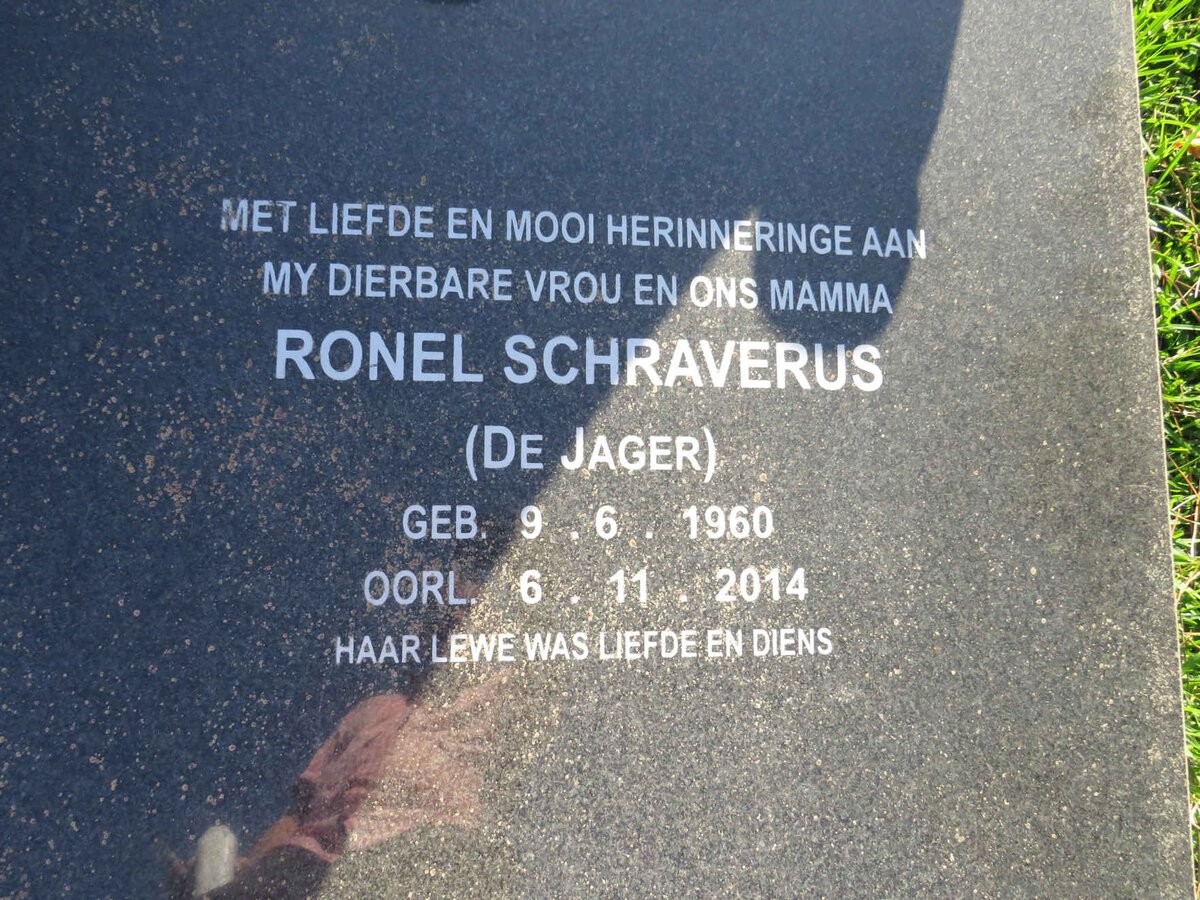 SCHRAVERUS Ronel nee DE JAGER 1960-2014