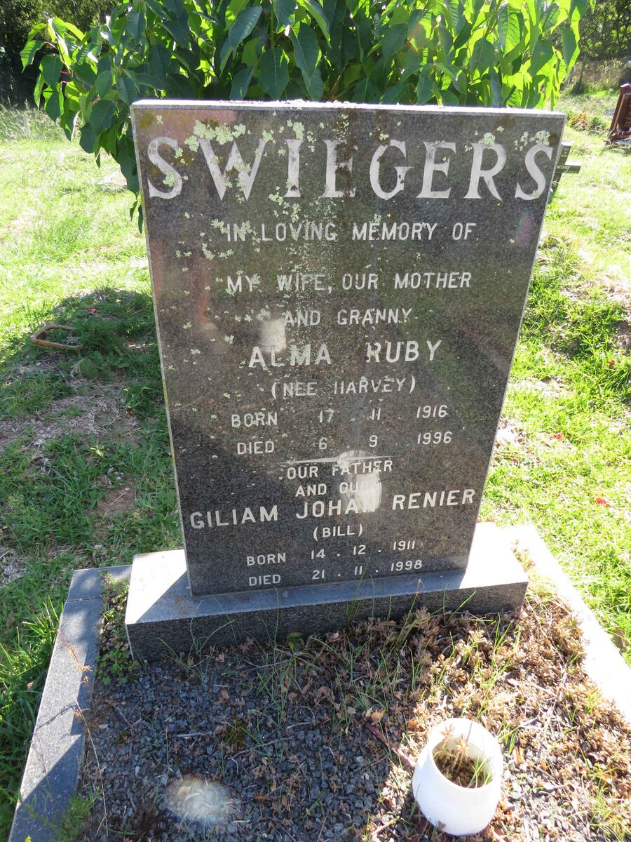 SWIEGERS Giliam Johan Renier 1911-1998 &amp; Alma Ruby HARVEY 1916-1996
