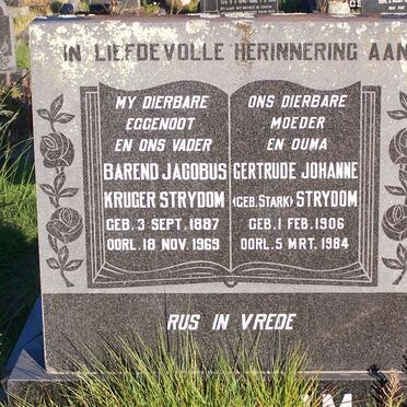 STRYDOM Barend Jacobus Kruger 1887-1969 &amp; Gertrude Johanne STARK 1906-1984