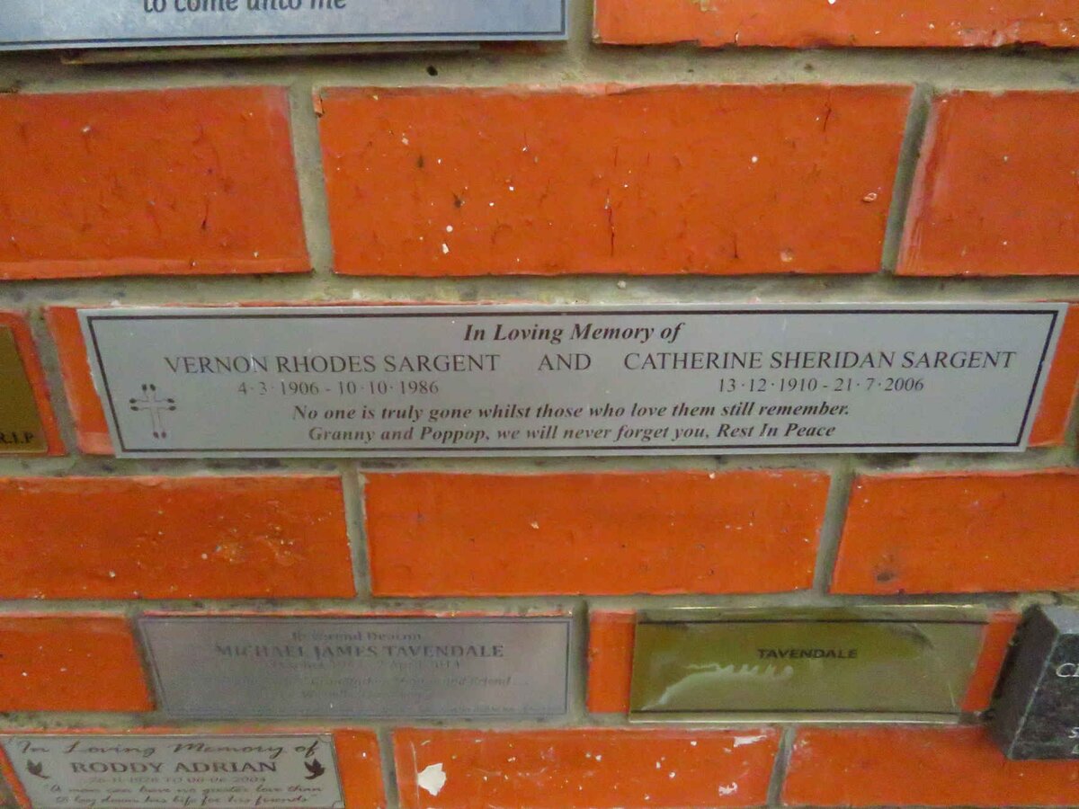 SARGENT Vernon Rhodes 1906-1986 &amp; Catherine Sheridan 1910-2006