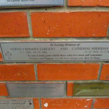 SARGENT Vernon Rhodes 1906-1986 &amp; Catherine Sheridan 1910-2006