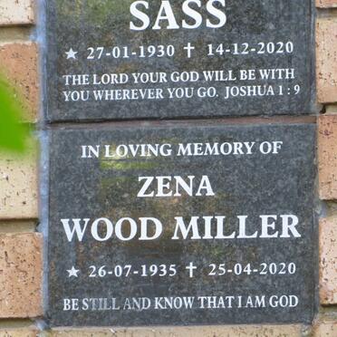 MILLER Zena Wood 1935-2020
