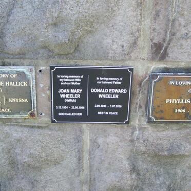 WHEELER Donald Edward 1933-2016 &amp; Joan Mary HALLICK 1934-1996