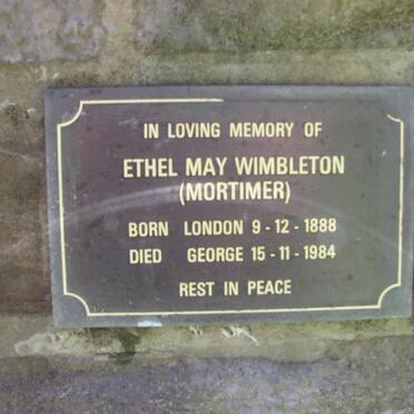 WIMBLETON Ethel May nee MORTIMER 1888-1984