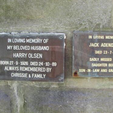 OLSEN Harry 1926-1989 :: ADENDORFF Jack -1987