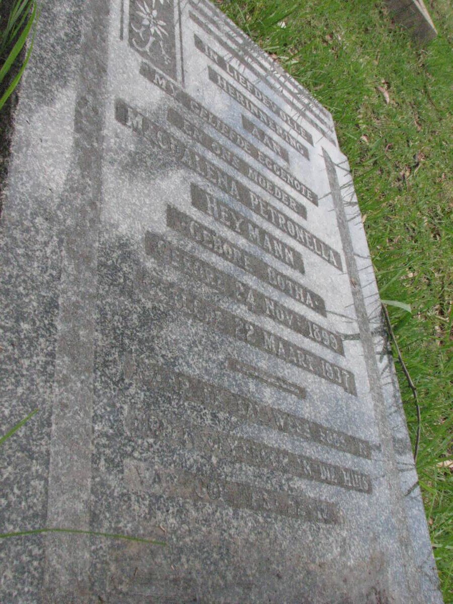 HEYMANN Magdalena Petronella nee BOTHA 1899-1937