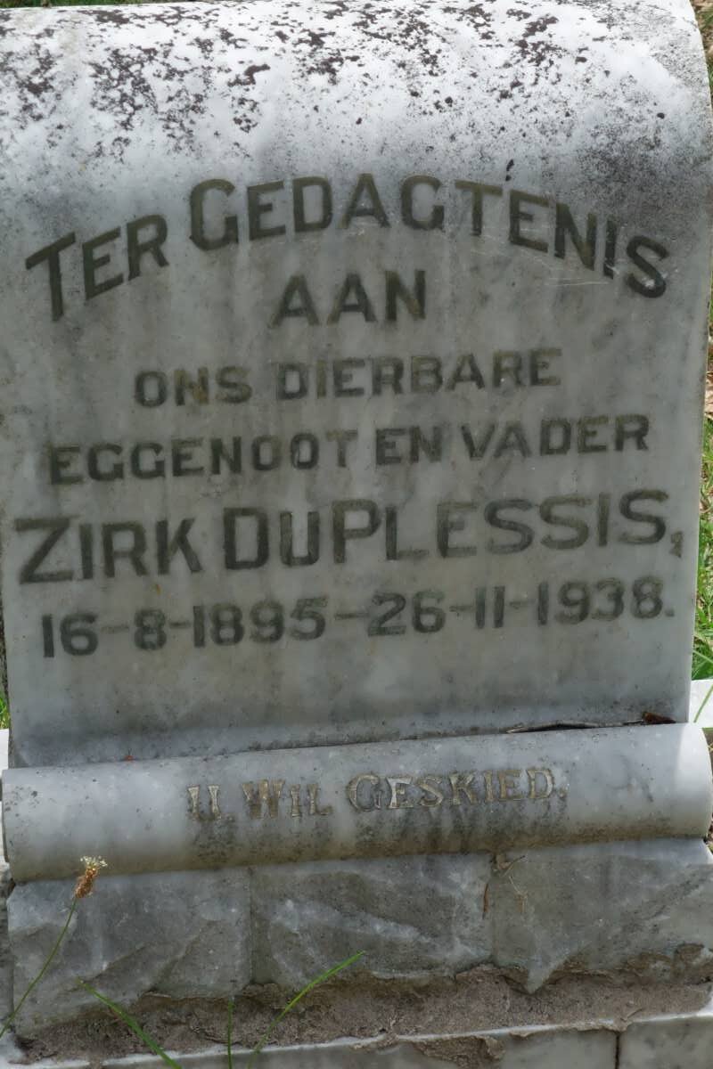 PLESSIS Zirk, du 1895-1938