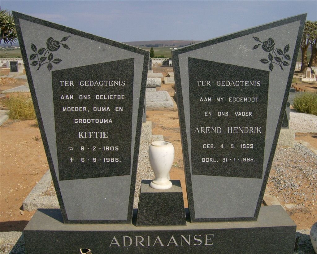 ADRIAANSE Arend Hendrik 1899-1969 &amp; Kittie 1905-1986
