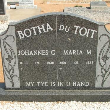 BOTHA Johannes G. 1930-  &amp; Maria M. DU TOIT 1925-
