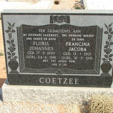 COETZEE Floris Johannes 1899-1981 &amp; Francina Jacoba 1901-1991