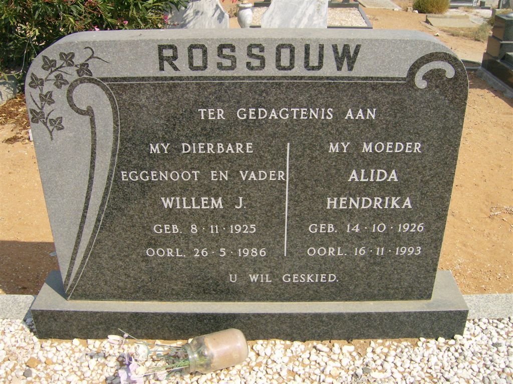ROSSOUW Willem J. 1925-1986 &amp; Alida Hendrika 1926-1993