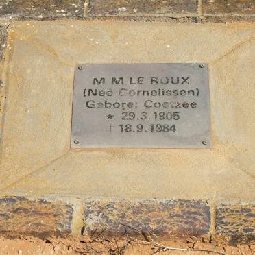 ROUX M.M., le formerly CORNELISSEN nee COETZEE 1905-1984