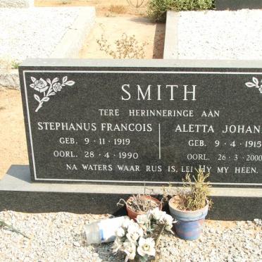 SMITH Stephanus Francois 1919-1990 &amp; Aletta Johanna 1915-2000