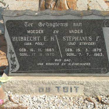 TOIT Stephanus F., du 1879-1963 &amp; Huibrecht E.H. POOL 1883-1970