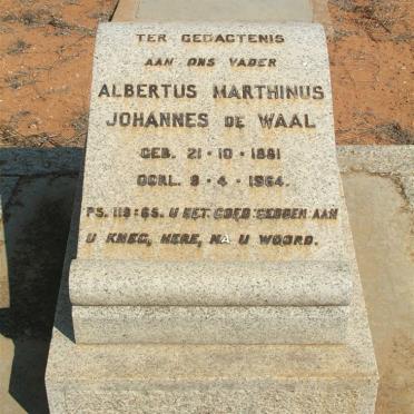 WAAL Albertus Marthinus Johannes, de 1881-1964