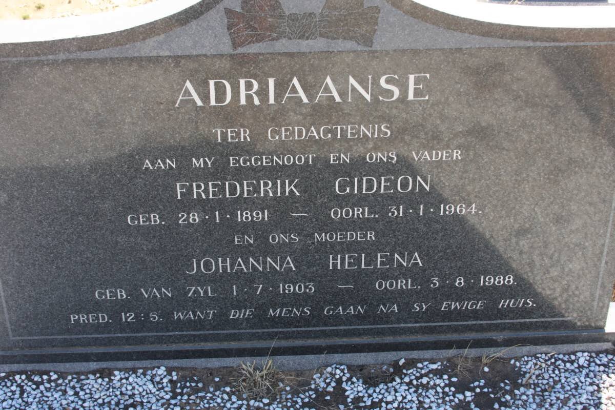 ADRIAANSE Frederik Gideon 1891-1964 &amp; Johanna Helena VAN ZYL 1903-1988