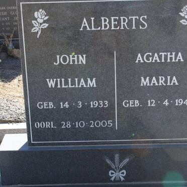 ALBERTS John William 1933-2005 &amp; Agatha Maria 1940-