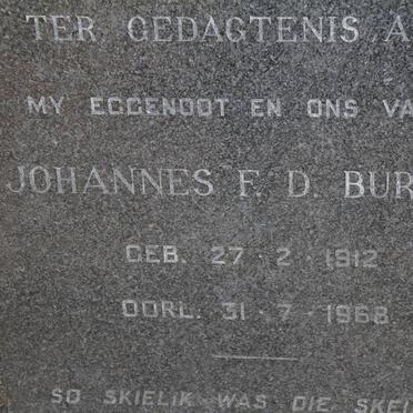 BURGER Johannes F.D. 1912-1968