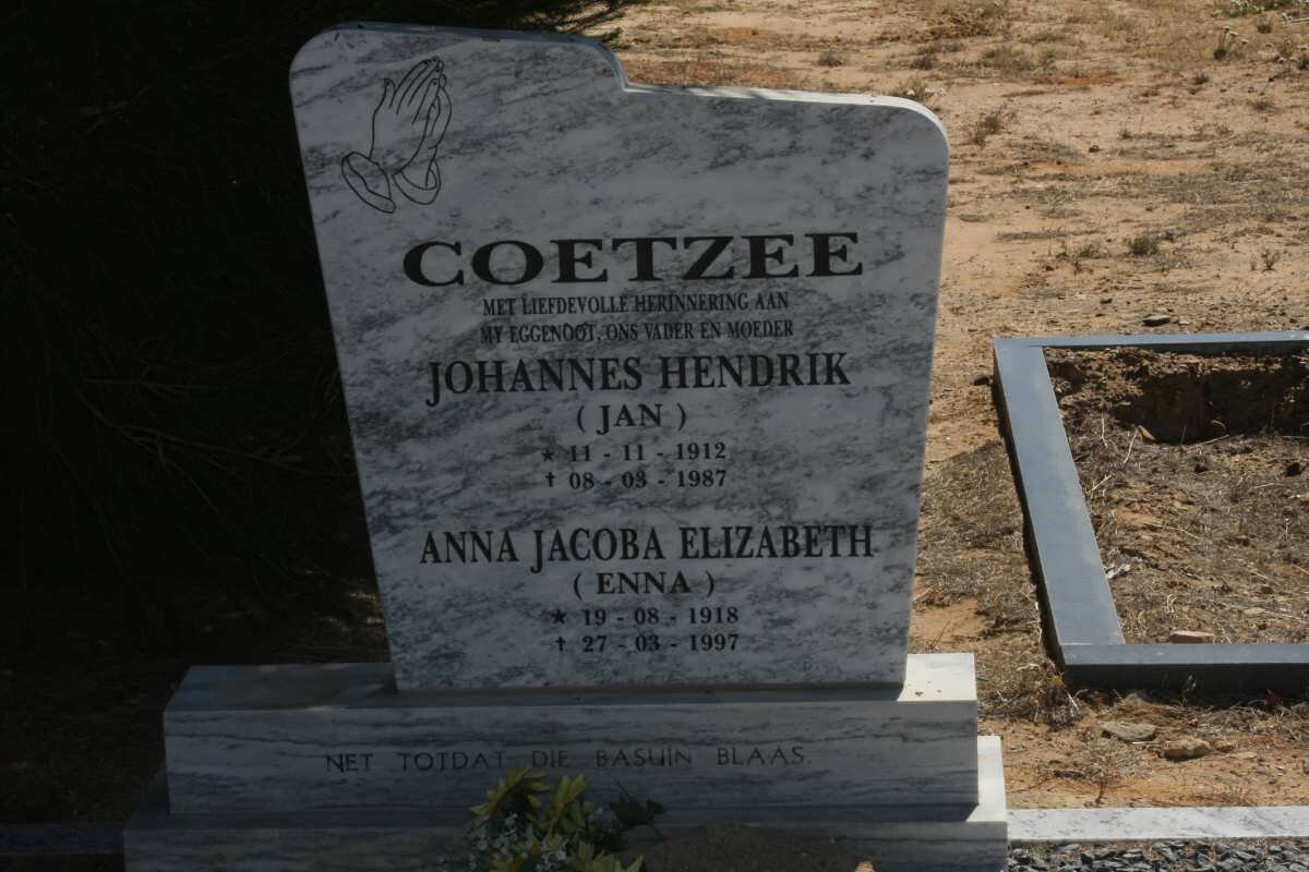 COETZEE Johannes Hendrik 1912-1987 &amp; Anna Jacoba Elizabeth 1918-1997