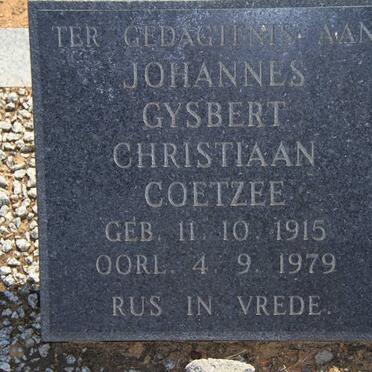 COETZEE Johannes Gysbert Christiaan 1915-1979