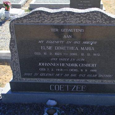 COETZEE Johannes Hendrik Gysbert 1918-1999 &amp; Elsie Dorethea Maria 1925-1972