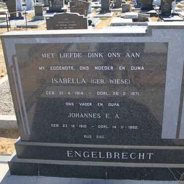 ENGELBRECHT Johannes E.A. 1910-1982 &amp; Isabella WIESE 1914-1971