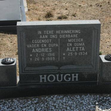 HOUGH Andries 1916-1989 &amp; Aletta 1934-