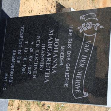 MERWE Johanna Margaretha, van der nee LOCHNER 1922-1994