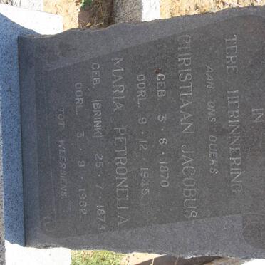 STEENKAMP Christiaan Jacobus 1870-1945 &amp; Maria Petronella BRINK 1873-1962