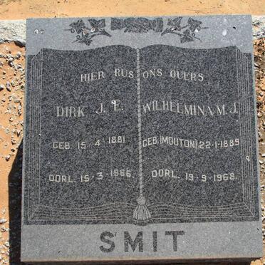 SMIT Dirk J.E. 1881-1966 &amp; Wilhelmina M.J. MOUTON 1889-1968