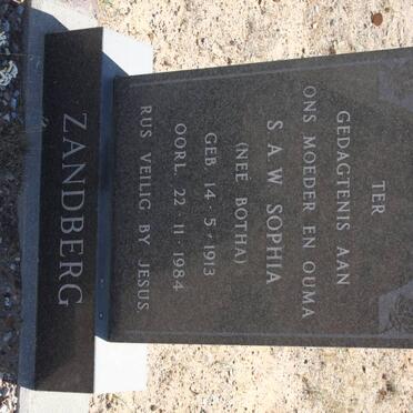 ZANDBERG S.A.W. nee BOTHA 1913-1984